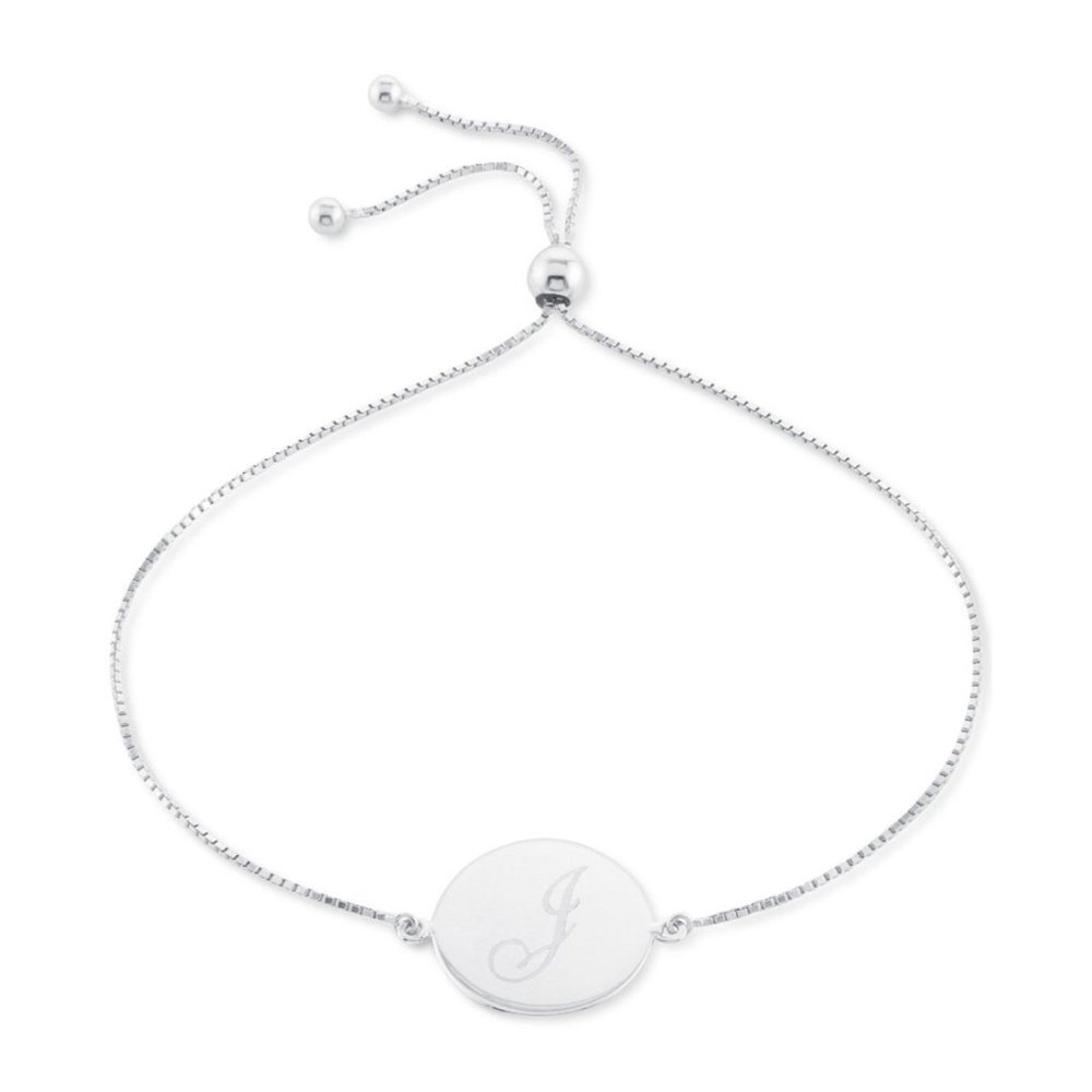 Giani Bernini Engraved Script Initial J Disc Bolo Bracelet in Silver MSRP $85 NW